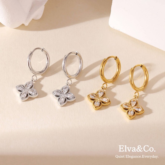 Flower Charm Hoop Pierce（フラワーチャームフープピアス）