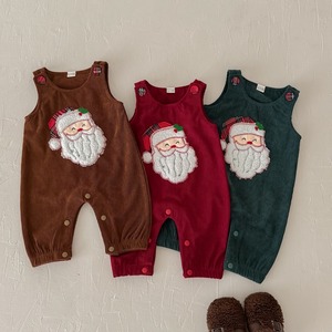 【59-90】冬クリスマス刺繍コーデュロイサロペットロンパース ベビー キッズ
