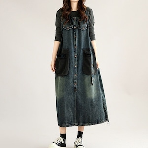 CONTRAST POCKET RELAXED SLEEVELESS MIDI DRESS M-18764
