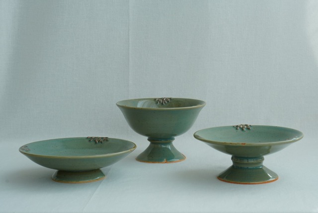 antonovamariko　銀彩デザートカップ（青磁釉）