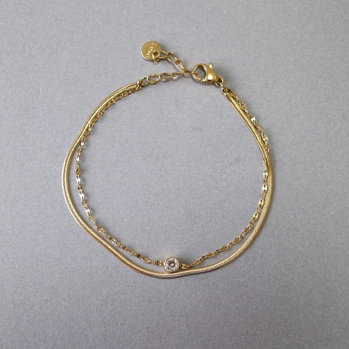 stainless zirconia double bracelet B016