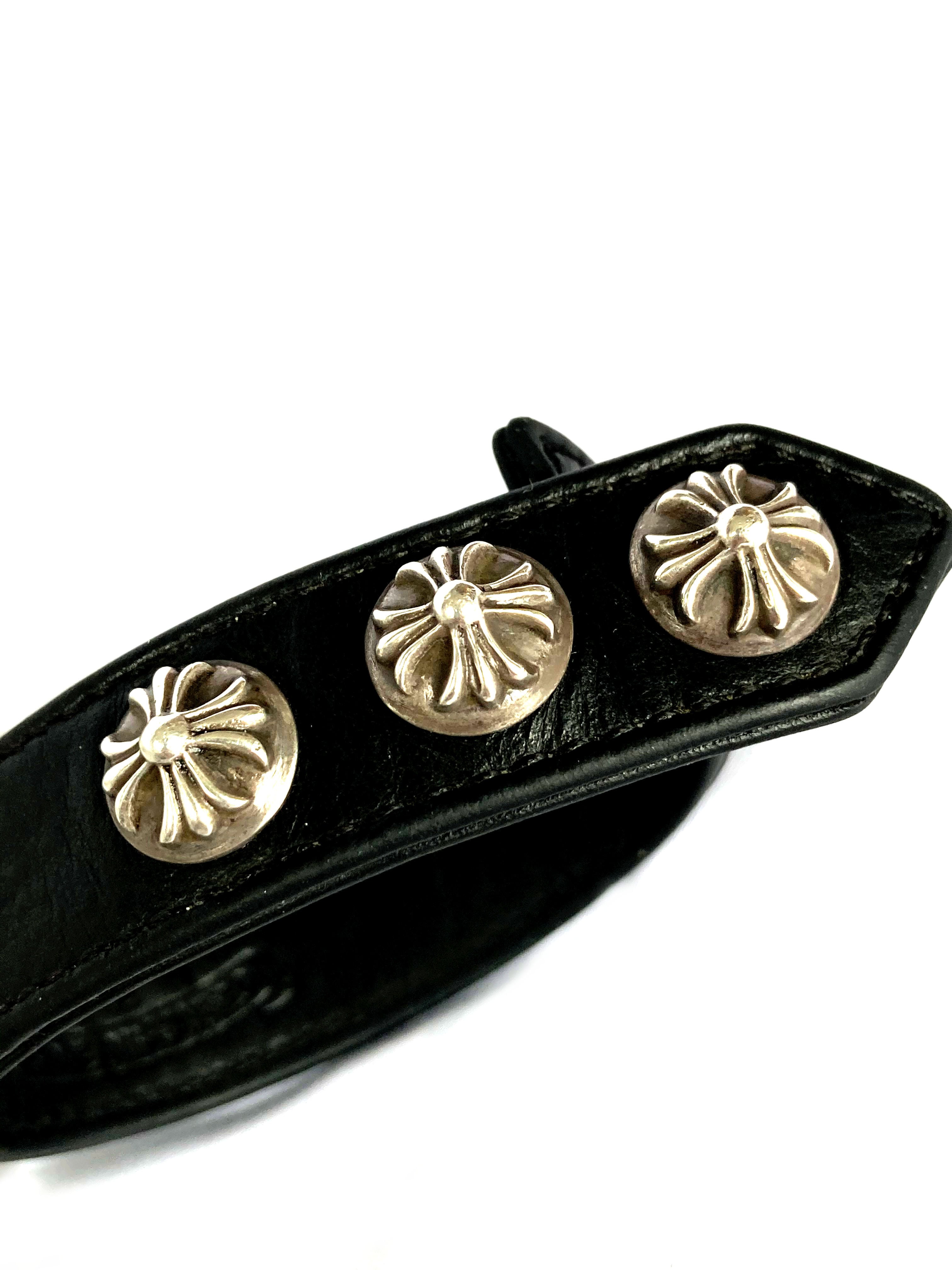 Chrome Hearts クロスボール 3ボタン2スナップ レザーバングル CHROME