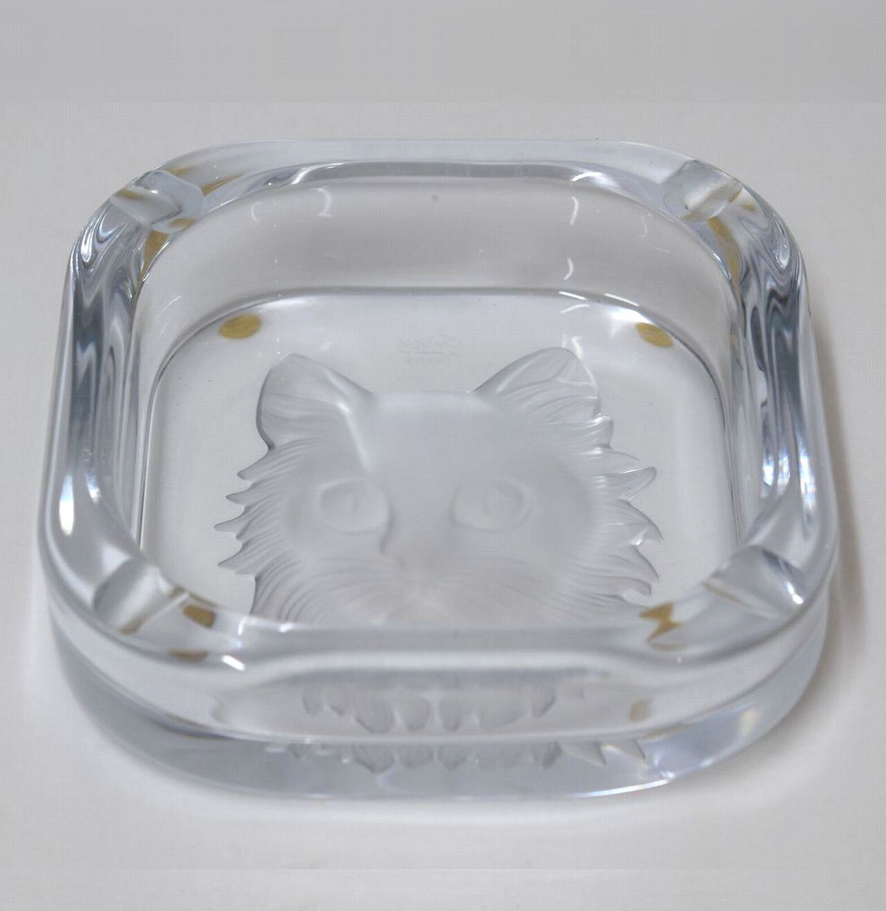 ☆ フランス セーブルクリスタル 猫 アッシュトレイ 灰皿 Cristal De