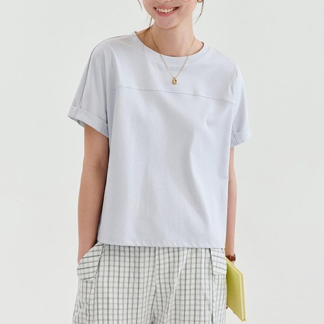 smooth rolled-cuff T-shirt