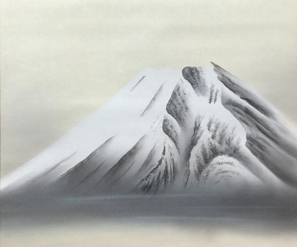 遠田岳南｜TODA Gakunan「白富士」 尺五立 現代作家中古掛軸 共箱