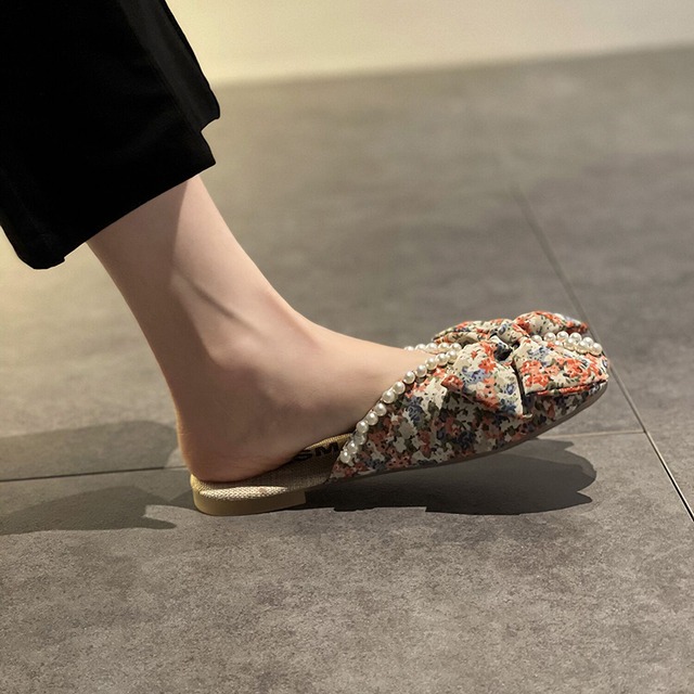 ミュールサマーレッドフローラルサンダル 靴 シューズ 夏物 花柄 部族の婦人靴22704544048