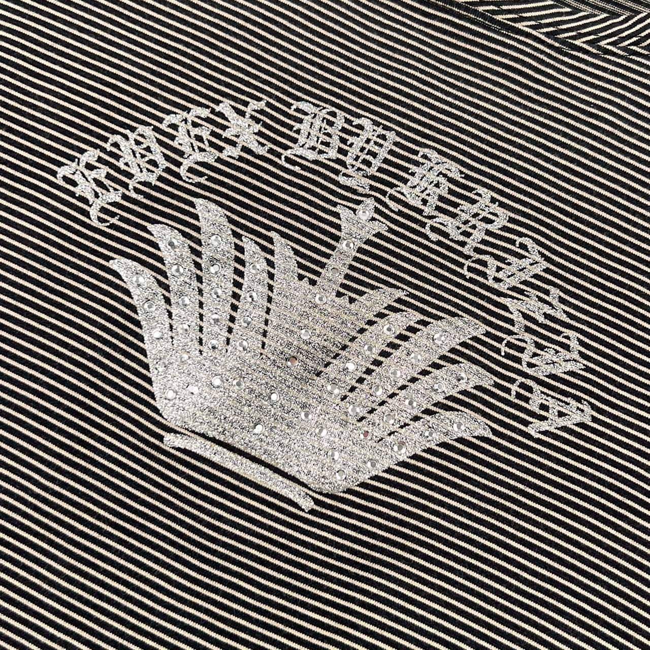 シルク混 EVEX by KRIZIA エヴェックス バイ クリッツィア ボーダー ラインストーン 半袖 Tシャツ カットソー 40/レディース 三陽商会