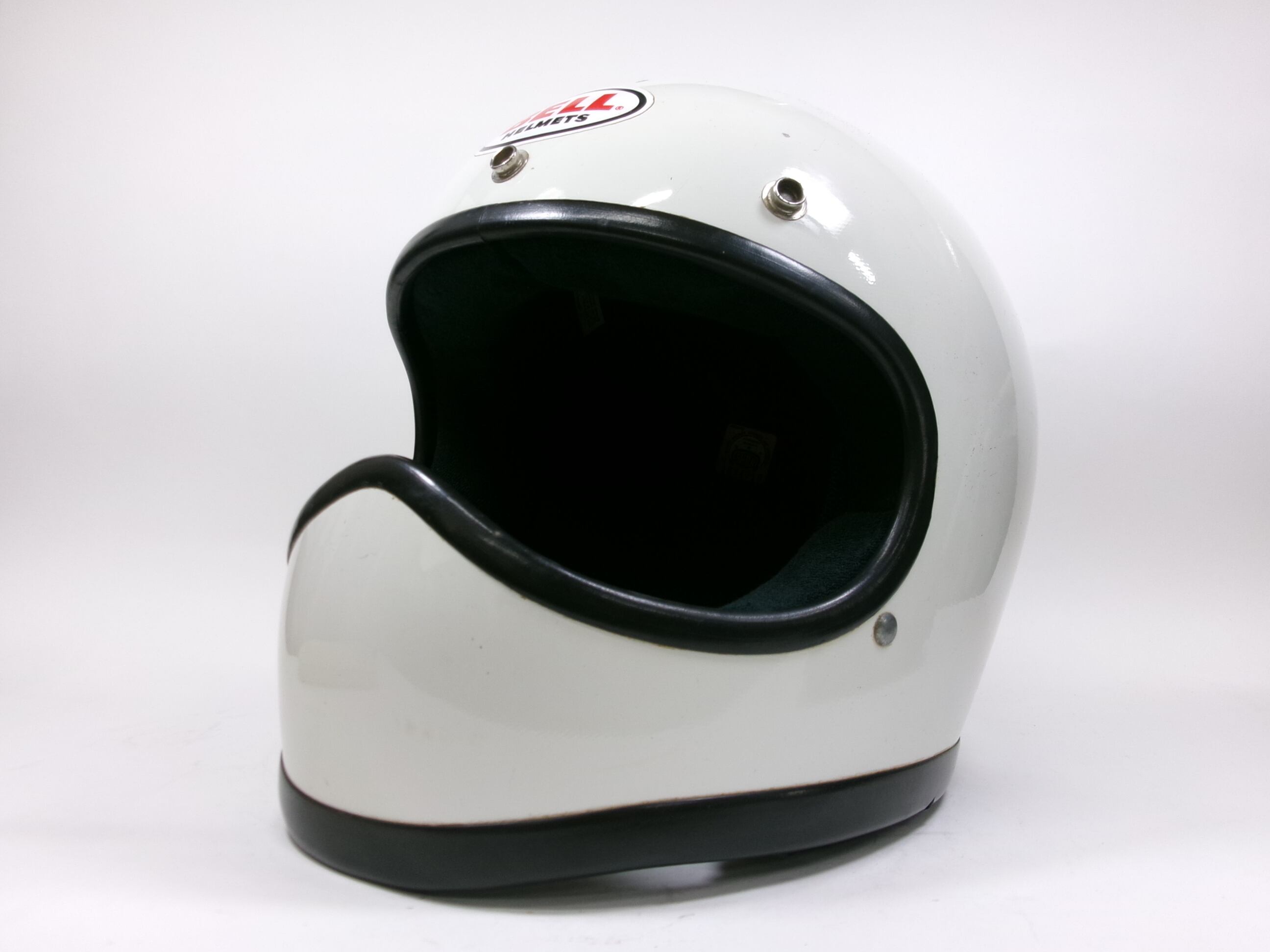 70s BELL MOTO STAR 白 フルフェイスヘルメット 7 3/8 目深加工済み M 
