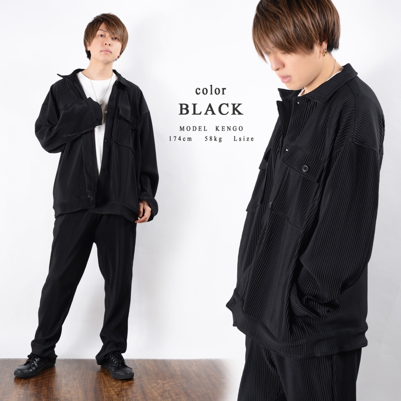 \SALE/◆プリーツ ビッグCPOジャケット◆ng-83121