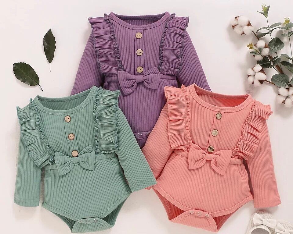 ロンパース / 女の子 / 〜18ヶ月(ピンク / パープル / グリーン)