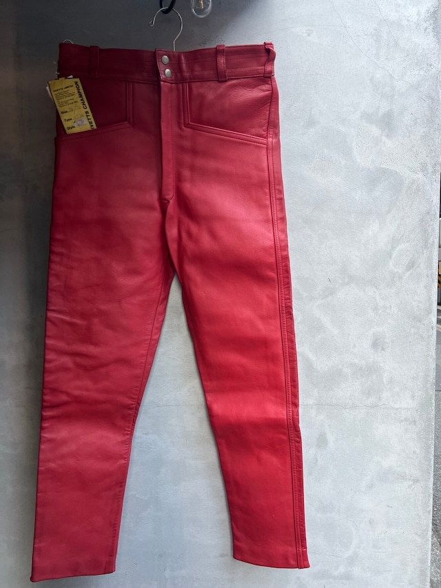 1970s CHAMPION for RIVETTS RED COLOR MOTORCYCLE LEATHER PANTS DEAD STOCK