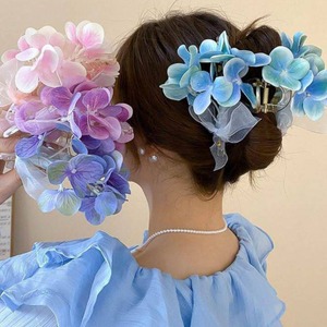 hydrangea bow hair claw clip elegant ribbon updo hair accessory(3color)＜a1628＞