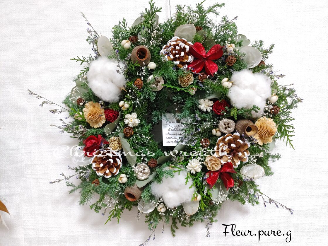 展示品＊SOLD】クリスマスリース＊玄関リース＊ナチュラルリース＊X 