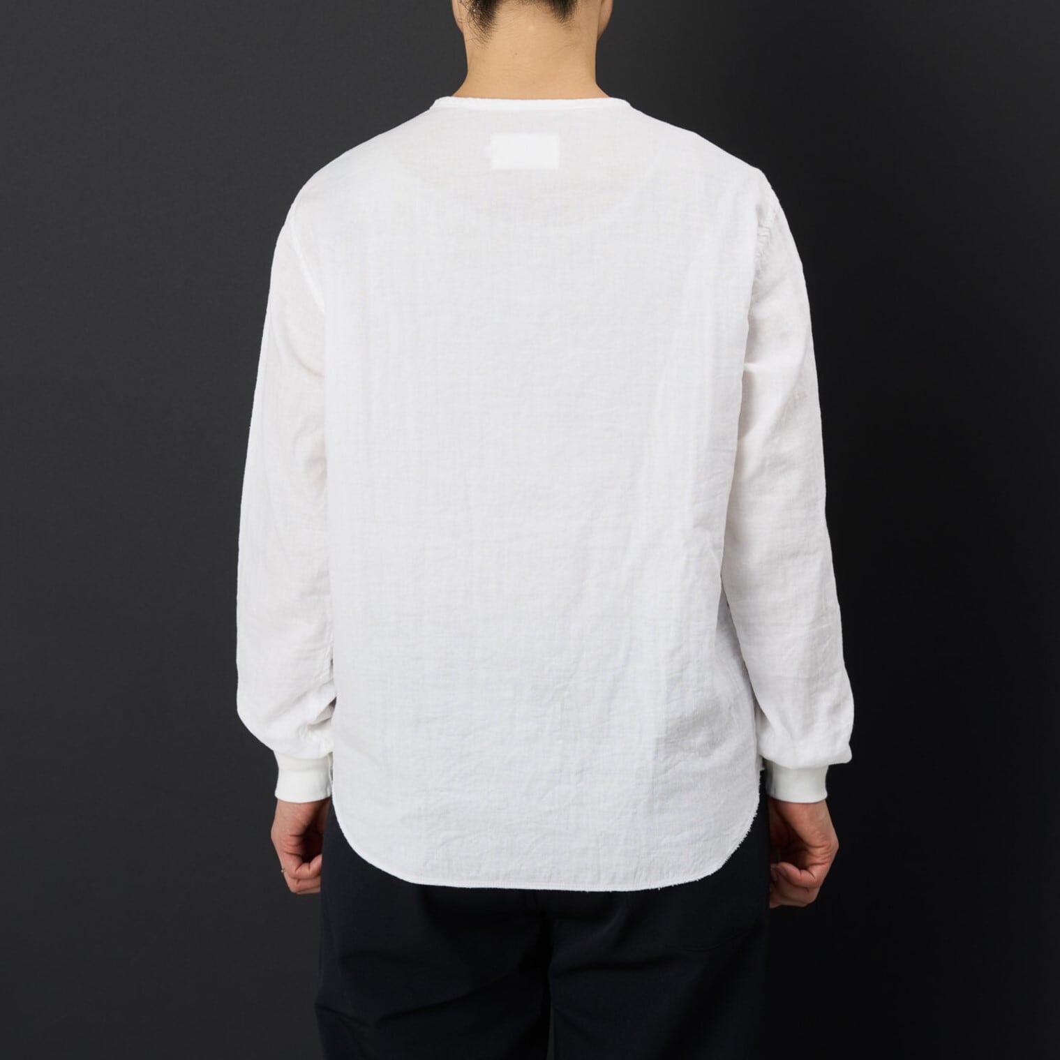 Deuxieme Classe ホワイト ヘンリーネック 長袖シャツ 綿100％ポケット付ヘンリーネック長袖Tシャツ【大きいサイズ有