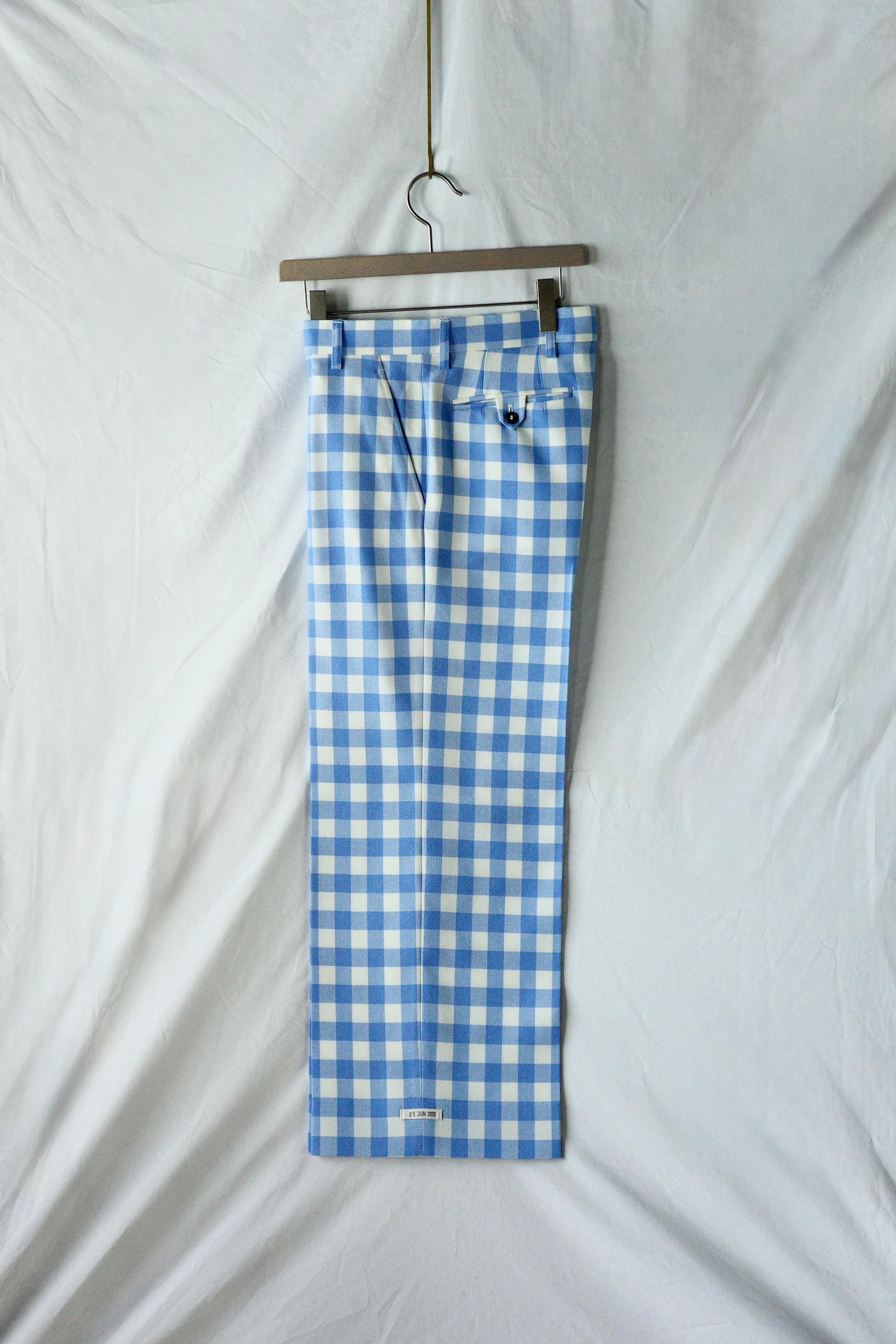 TSTS【GINGHAM WOOL WIDE TROUSERS -SAX BLUE GINGHAM-】