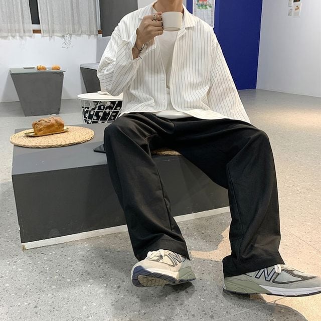 ◆【送料無料】◆特価◆モノトーン◆ストライプ◆オープン◆メンズシャツ◆社交ダンス◆パーティー♪カラオケステージ