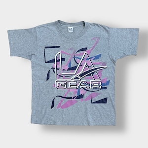 【LA GEAR】90s USA製 ロゴ プリント Tシャツ グレー シングルステッチ ヴィンテージ ビッグプリント 半袖 US古着