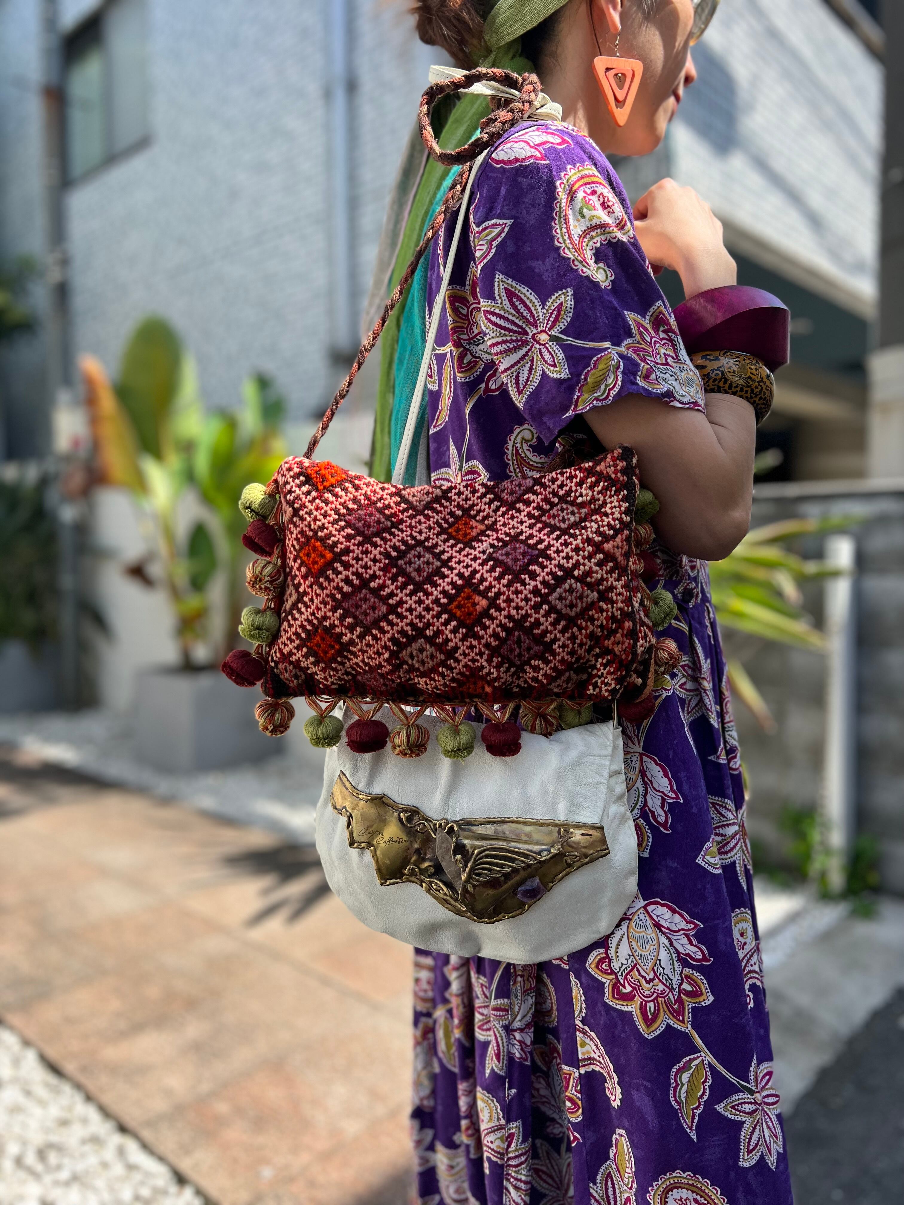 Vintage moroccan handmade berber wool rug bag ( ヴィンテージ