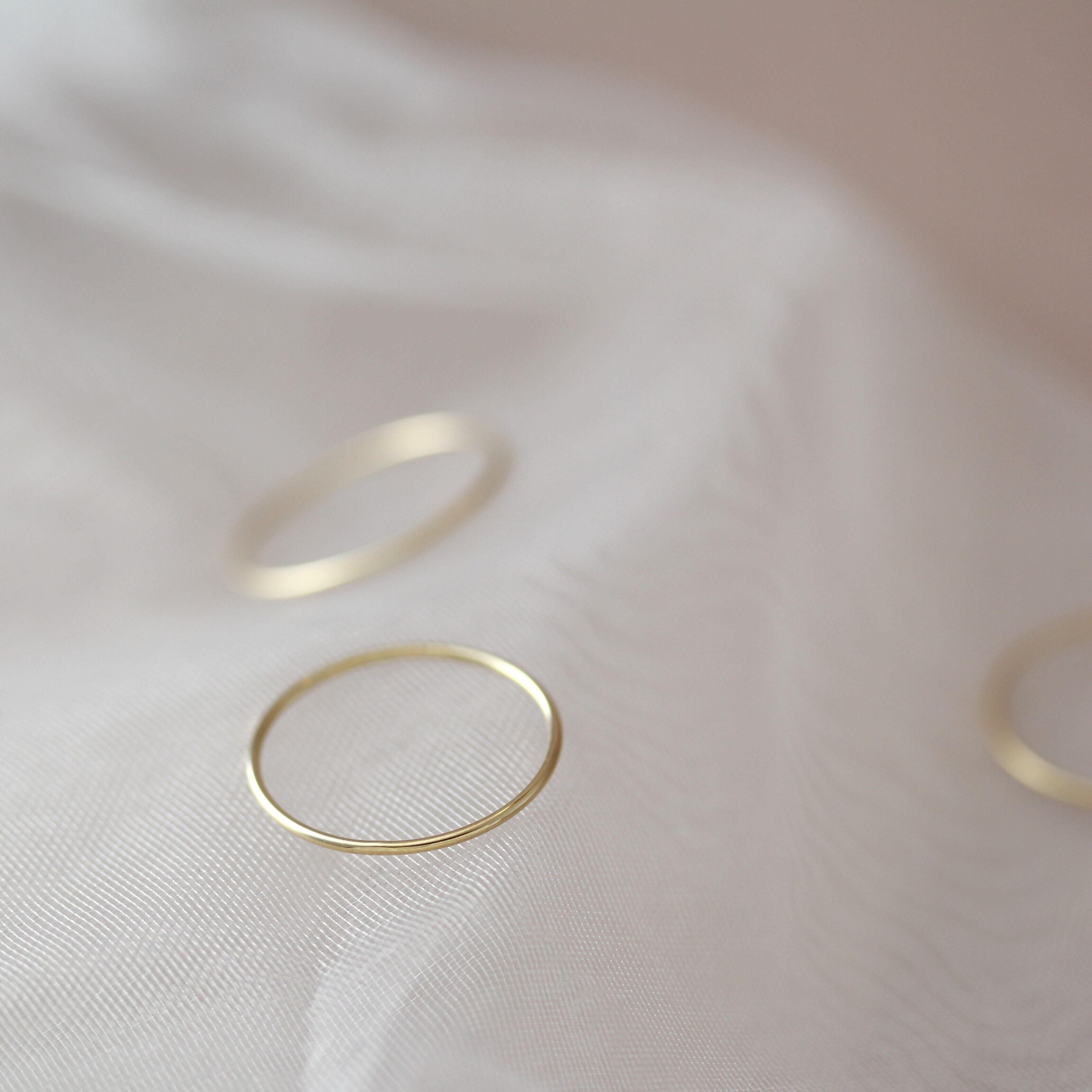3号～9号〉K10 0.8mm イエローゴールド プレーンリング つけっぱなし