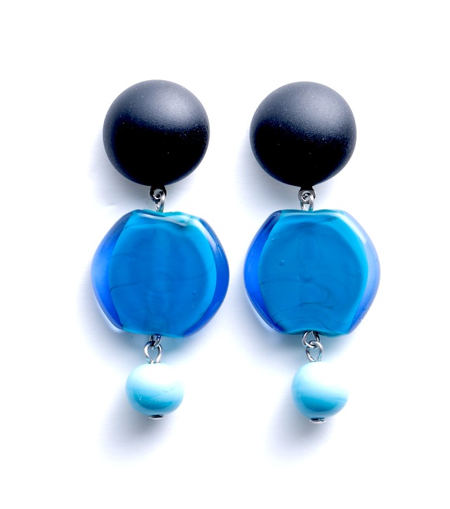 【MIX (ミックス)】 ピアス (ブルー&ターコイズ)