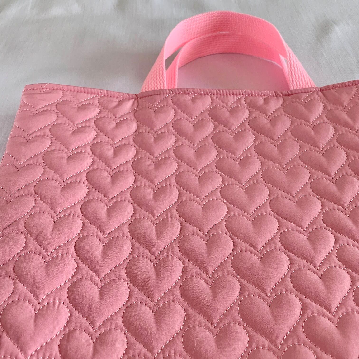 レッスンバッグ 女の子 キルティング ハート刺繍 ピンク サイズ