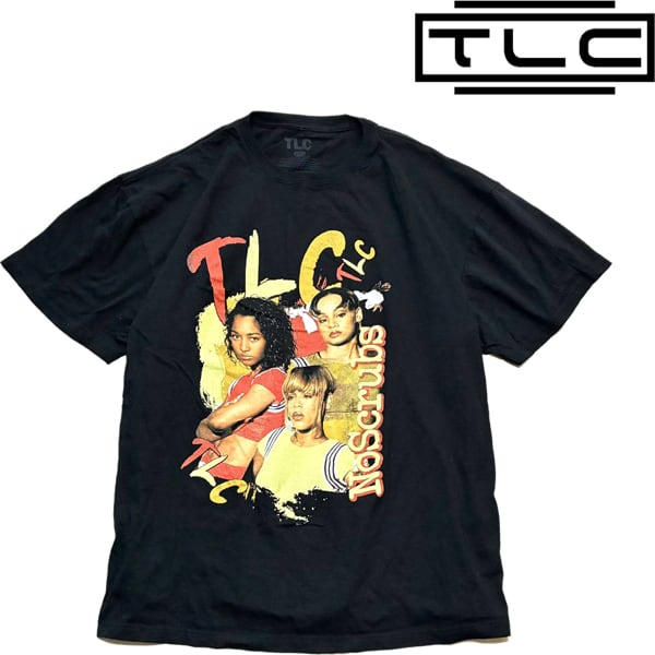 1点物◇R&BトリオTLCヒップホップ黒プリントTシャツ古着メンズXXL