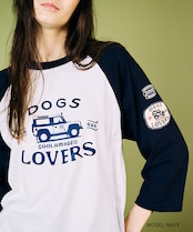 DOGS LOVERSプリントラグランスリーブTシャツ (NAVY) CQ-49021