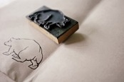 フランス 8c 大きなクマさんとメランコリーな木製スタンプ ヴィンテージ