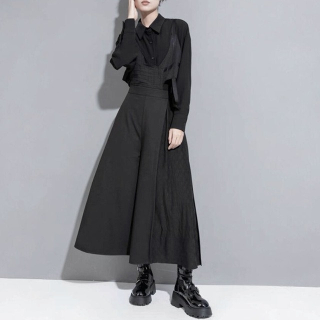 Asymmetric panel wide pants C1247