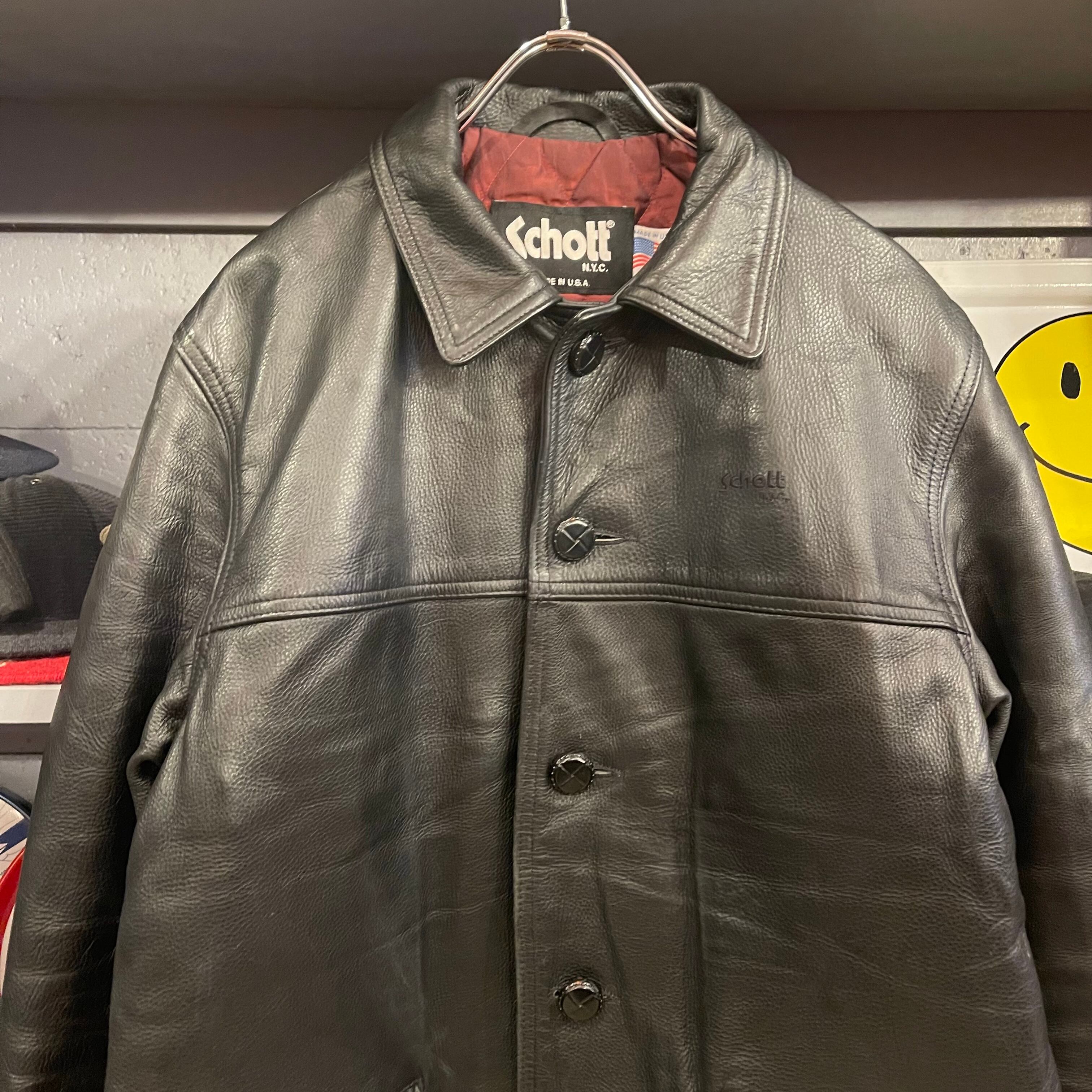 90s Schott Leather Car Coat | VOSTOK