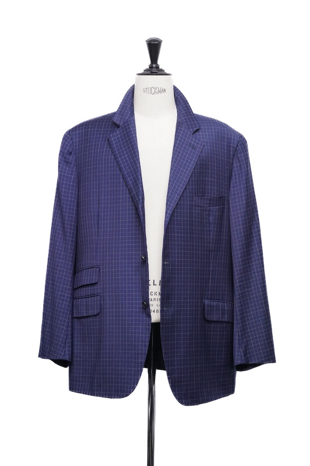 95SS "HERMÈS" Wool Super 100's Check Pattern 3B Tailored Jacket Made in ITALY