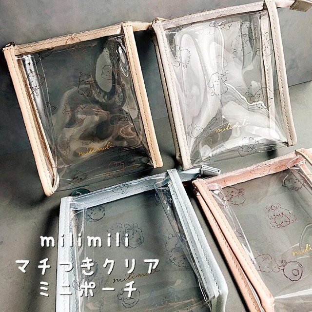 【ミリミリ】クリアミニポーチ ウサギ チンチラ ネコ イヌ