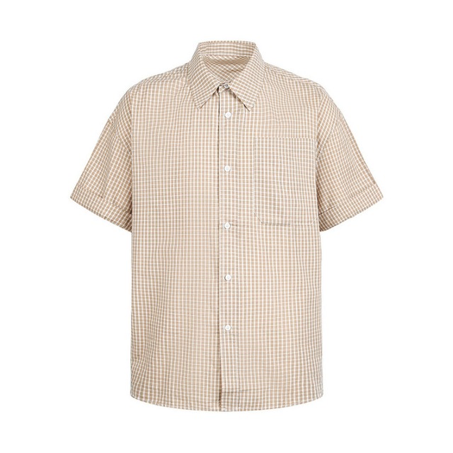 simple checkered short-sleeved shirt　カラーシンプルチェック柄半袖シャツ　J1789
