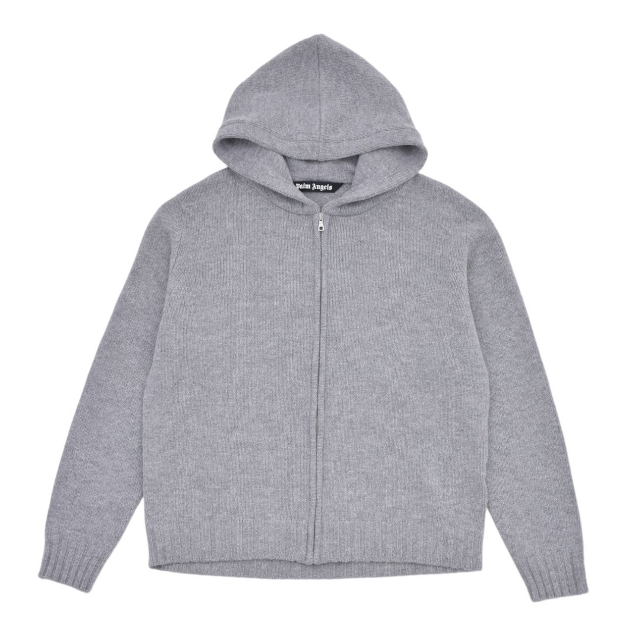 【Palm Angels】CURVED LOGO ZIPPED SWEATERREC(GREY/WHITE) - 1