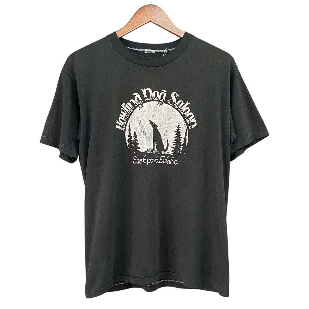 90s Howling Dog Saloon 狼 ウルフ Tシャツ ブラック No.S370