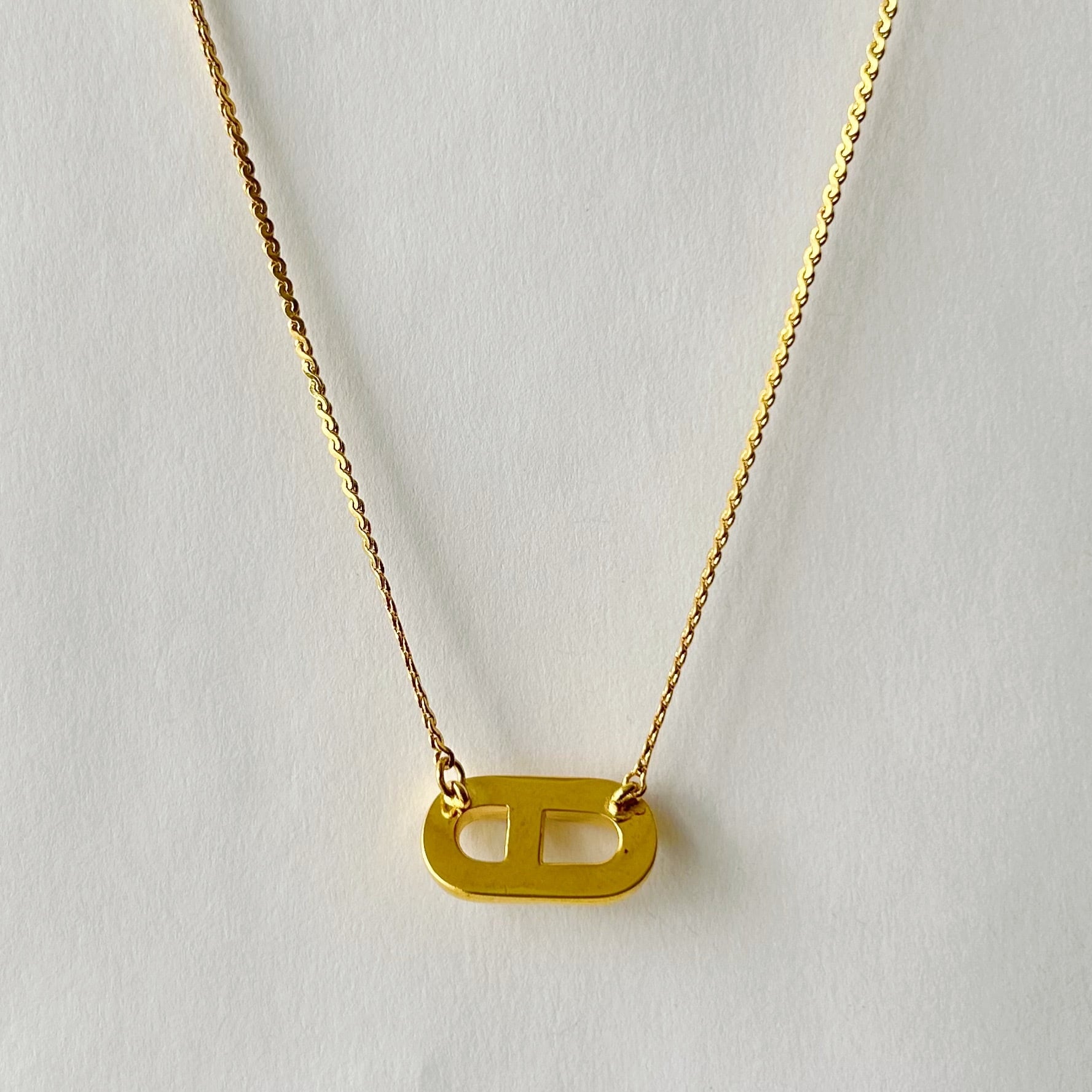 N5255】Christian Dior CD logo plate necklace/クリスチャン