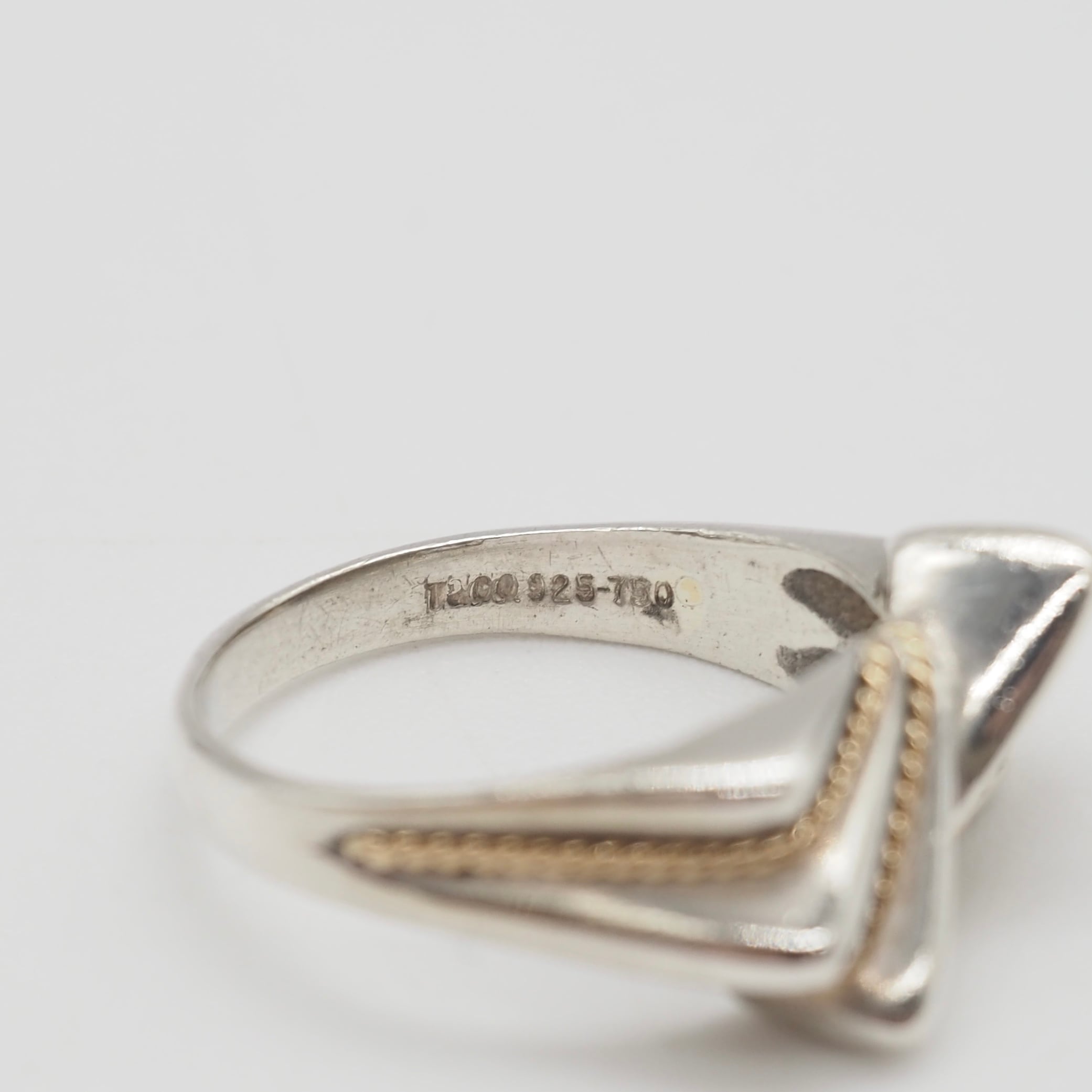 Tiffany&Co. 約13号 ツイスト リボン コンビ リング シルバー925 K18