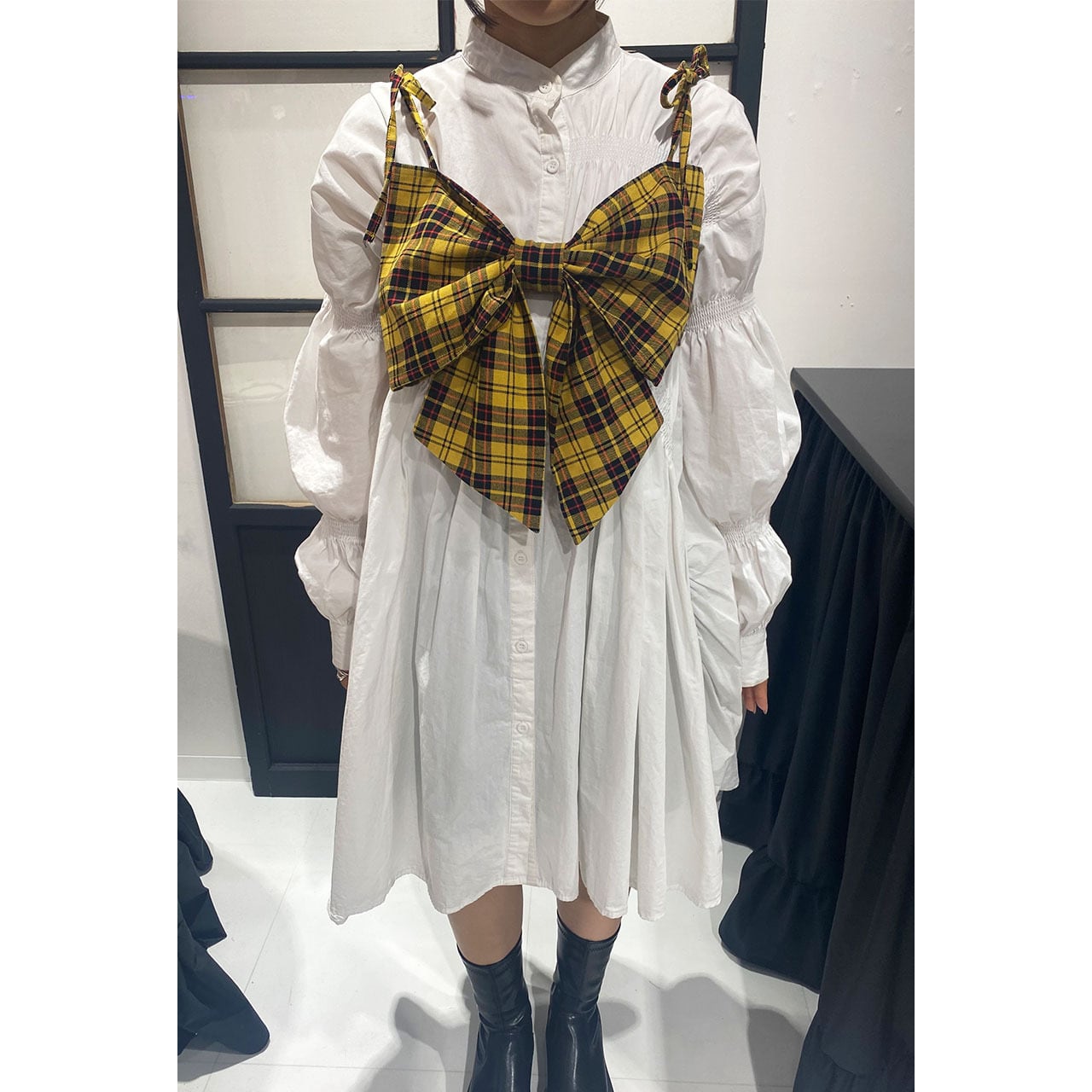 Front Ribbon Bustier (Yellow Check) | roopage 公式ストア