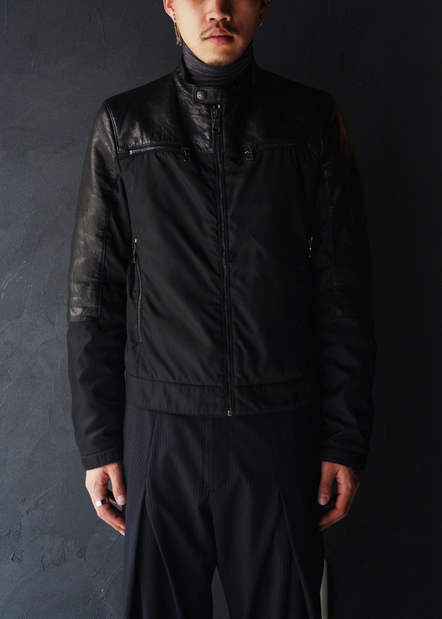 PRADA 11AW lamb skin switching blouson