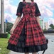 ✞ ☆チェック柄スリットワンピースドレスOP or シャツワンピ ✞ゴスロリ SM ミリ 甘ロリ クラロリ 和ロリ エレガント 黒ロリ 姫ロリ 華ロリ BB-BB3723474