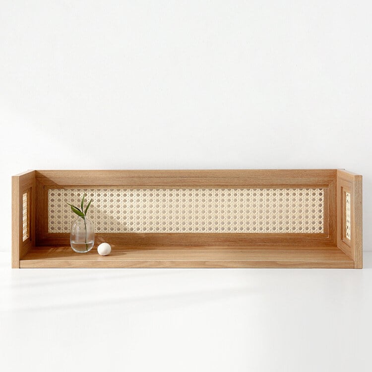 rattan wall shelf / ラタン ウォールシェルフ マガジンラック ウッド