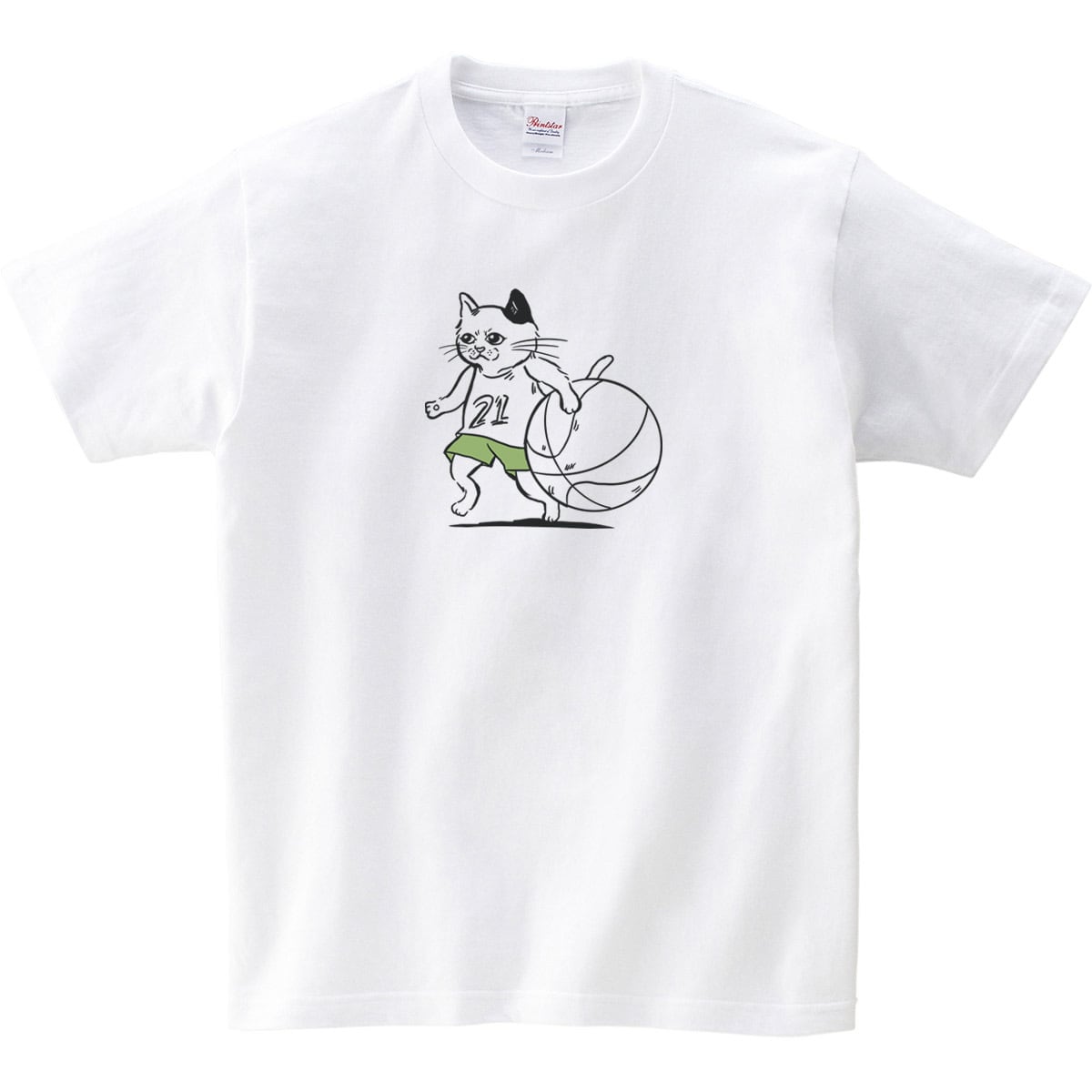 にゃんこ バスケ ドリブル Tシャツ cat53 イラスト 猫 ねこ ネコ ゆるい バスケットボール