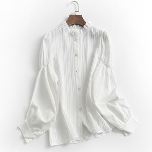 Stand Collar Balloon Sleeve Shirt TO0832