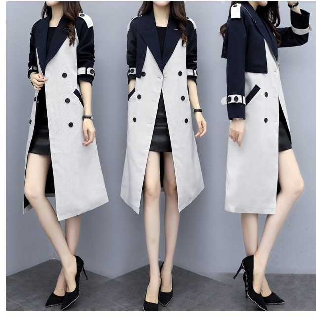 大きいサイズ アウター レディース 春夏 アウター コート アウター 冬 アウター アウトレットバイカラー ロングコート ロング丈 カジュア Basecamp49