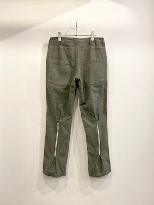 TrAnsference back zip shaped fatigue pants - olive / pigment dyed effect