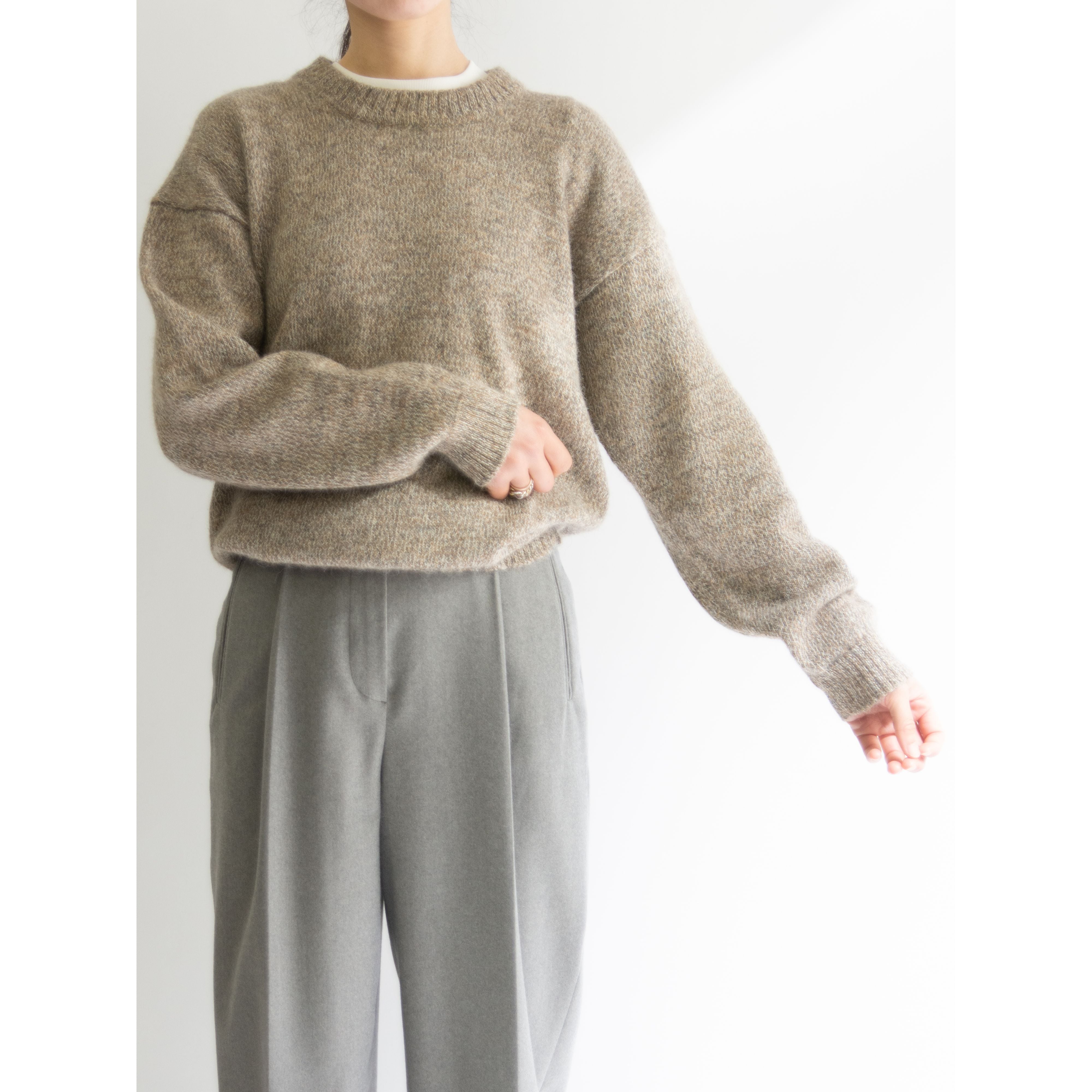 【Unknown Brand】Crew Neck Alpaca Sweater(クルーネック アルパカセーター ニットプルオーバー)