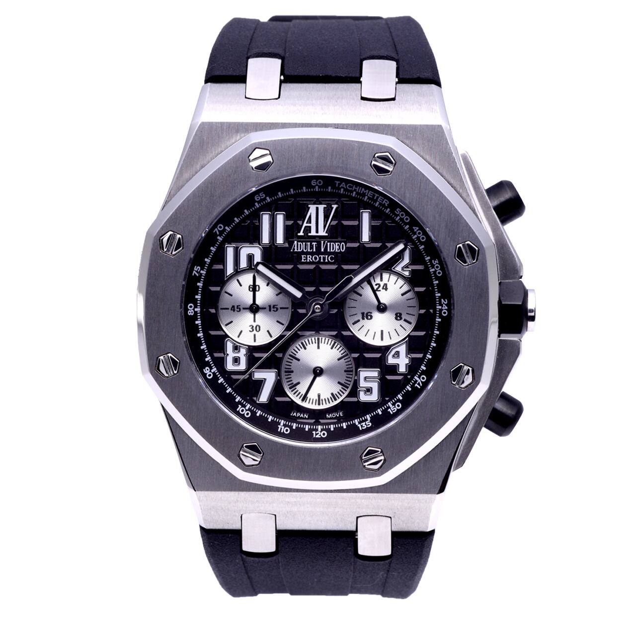 【AV】OCTAGON CHRONOGRAPH WATCH (SILVER×BLACK WHITE) オクタゴン クロノグラフ ウォッチ (シルバー×ブラック ホワイト) 日本製ムーブメント 腕時計