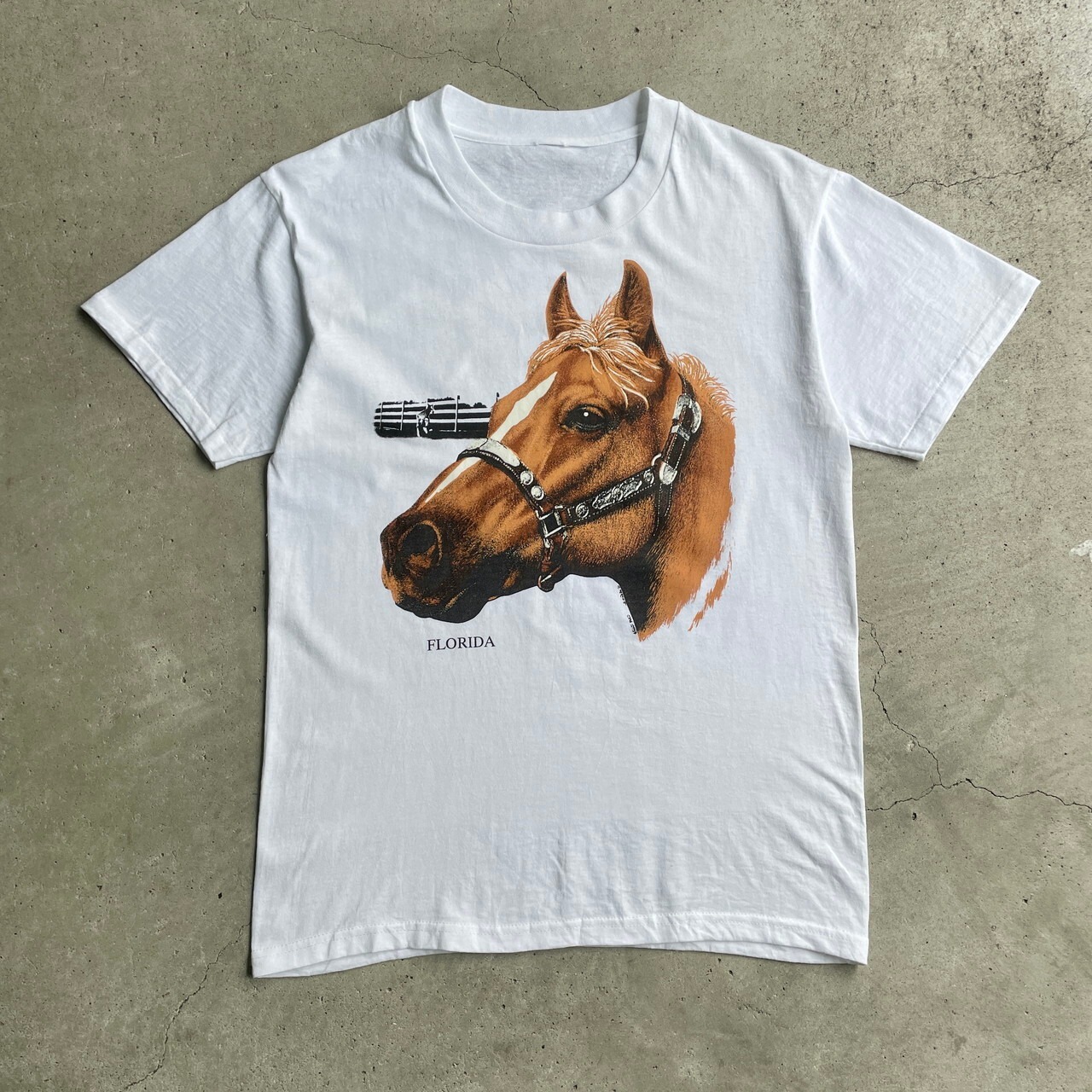90年代 馬 アニマル アート プリントTシャツ メンズM相当 古着 動物 
