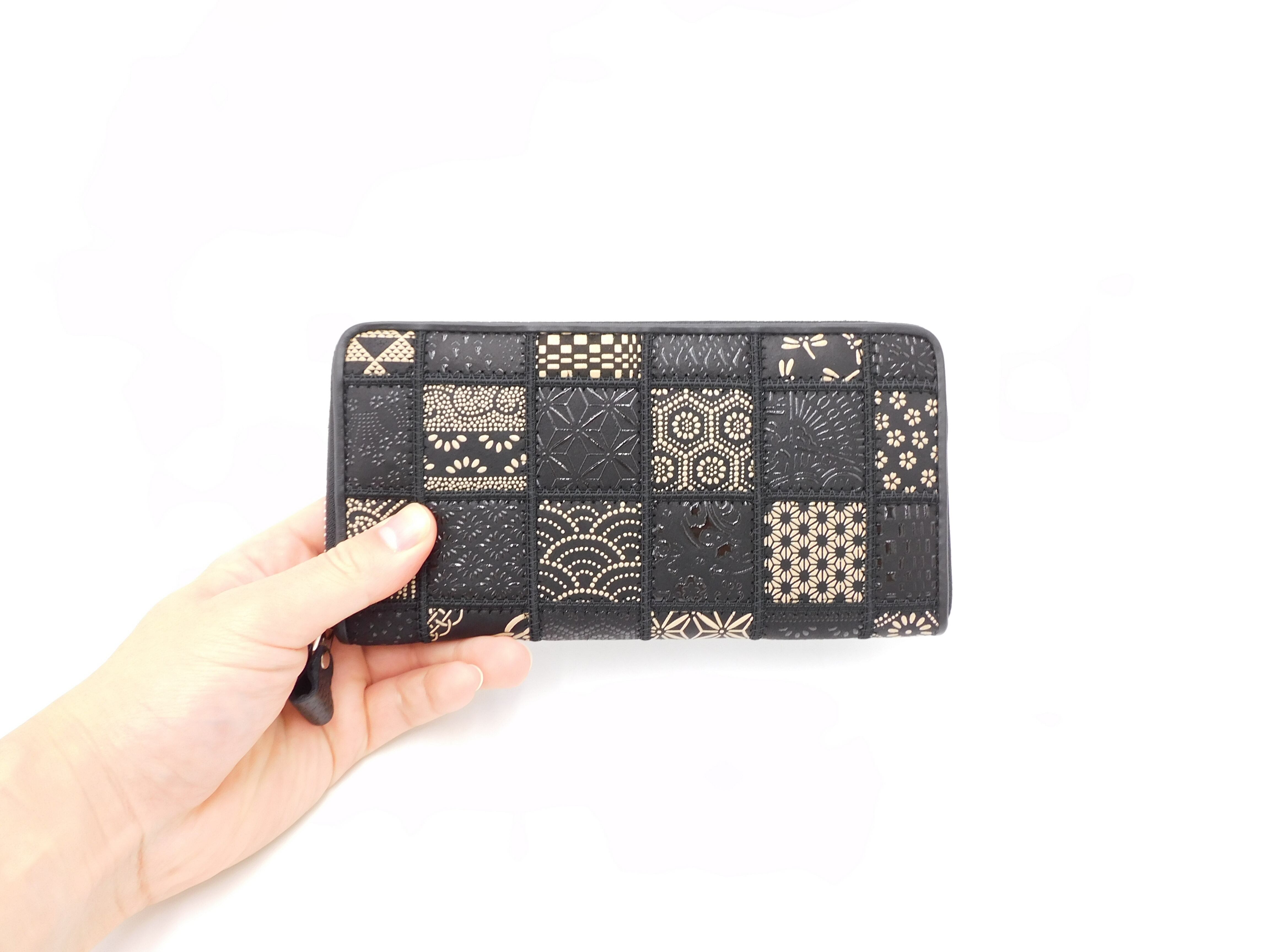 パッチワーク印傳 ラウンド長財布 モノトーン | 浅草前川印傳｜公式