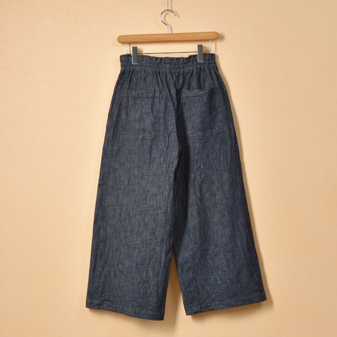 LinenYa リネンや ストレッチデニムセミキュロットパンツ ザックリとした肌触りが特徴のストレッチデニム生地が使われています。【送料無料】